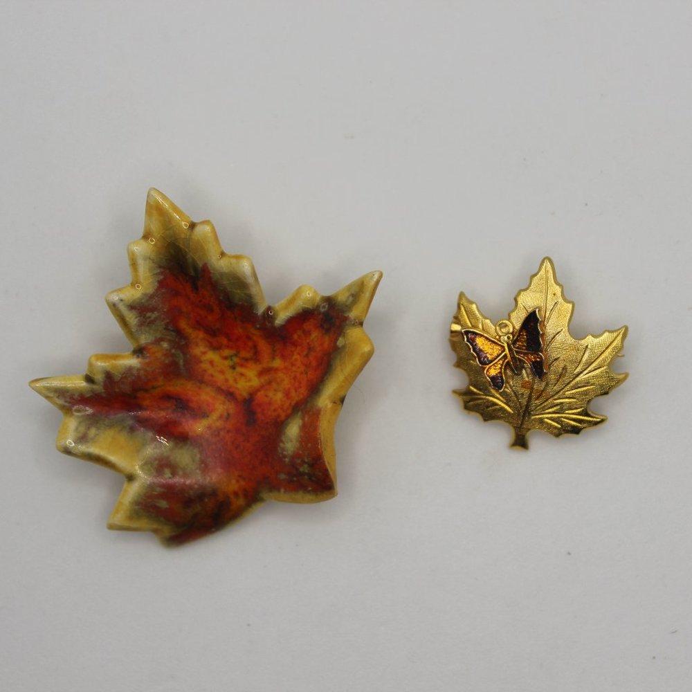 Two Maple Leaf Brooches